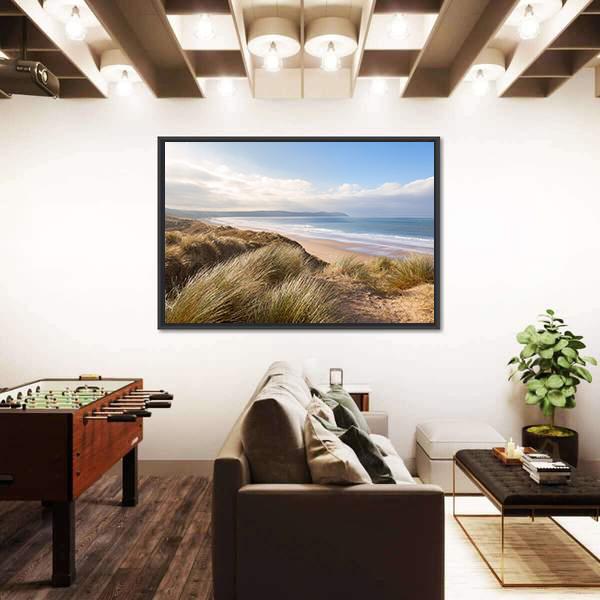 Windswept Grass On Sand Dunes Canvas Wall Art-3 Horizontal-Gallery Wrap-25" x 16"-Tiaracle