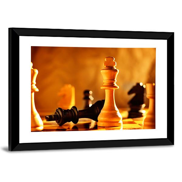 Winner And Loser In A Game Of Chess With Focus To The Two Kings Canvas Wall Art-5 Horizontal-Gallery Wrap-22" x 12"-Tiaracle