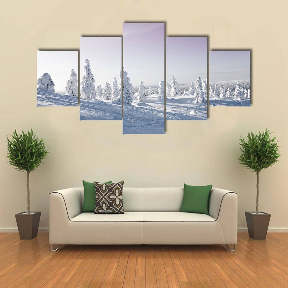 Trees In Winter Canvas Wall Art-5 Star-Gallery Wrap-62" x 32"-Tiaracle