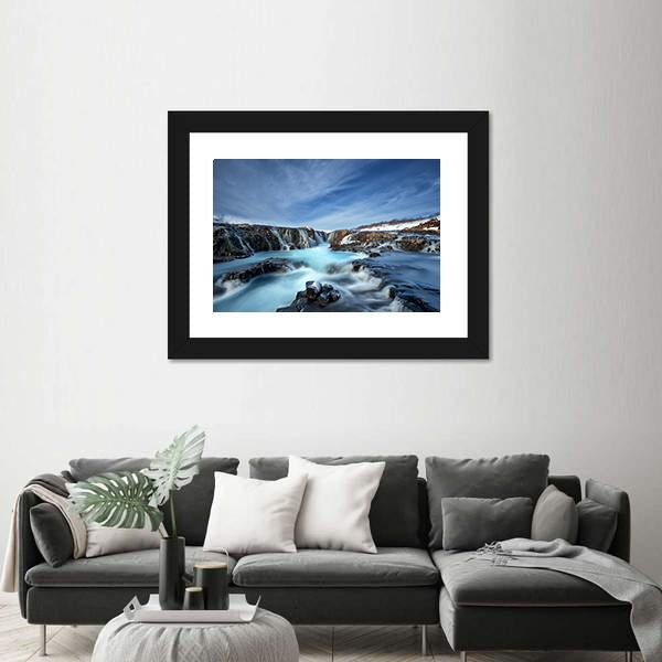 Winter Day At Bruarfoss Waterfall Canvas Wall Art-5 Horizontal-Gallery Wrap-22" x 12"-Tiaracle