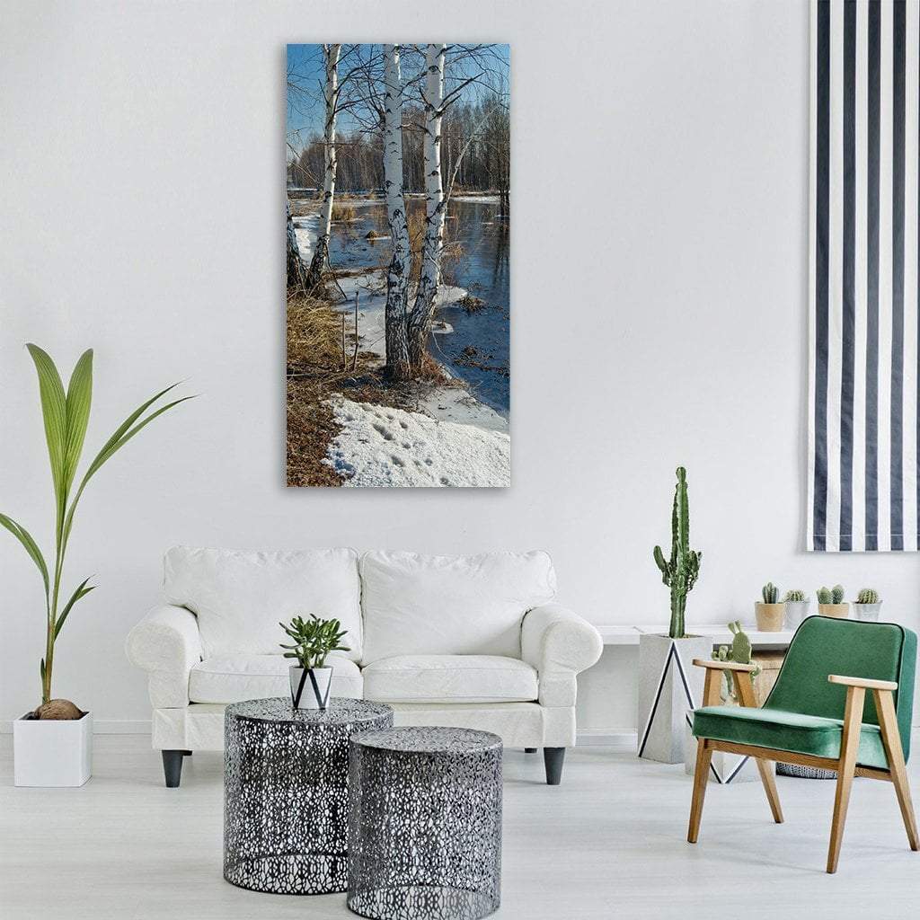 Winter In Ice Lake Siberia Vertical Canvas Wall Art-1 Vertical-Gallery Wrap-12" x 24"-Tiaracle
