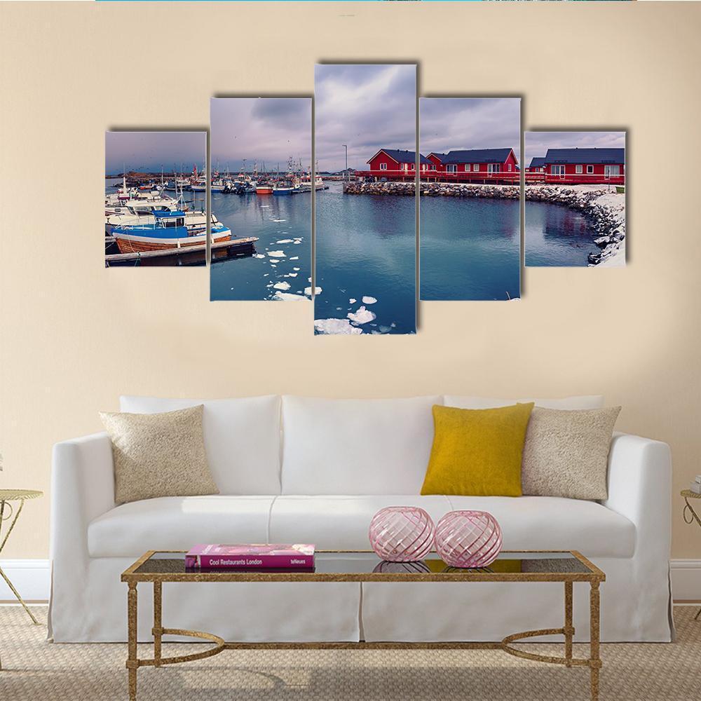 Winter In Norway Canvas Wall Art-5 Star-Gallery Wrap-62" x 32"-Tiaracle