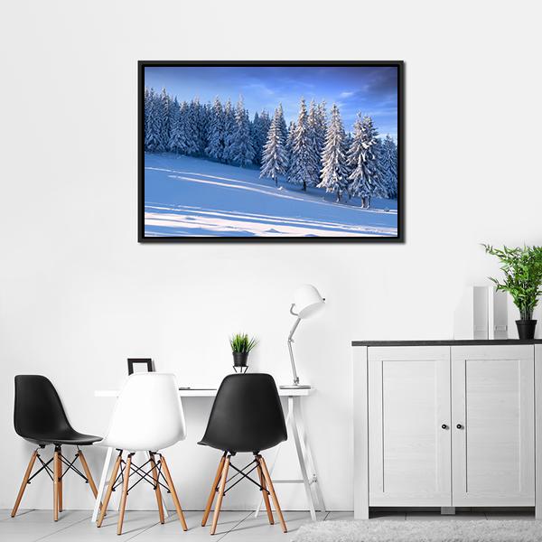 Winter Landscape In Forest Canvas Wall Art-5 Horizontal-Gallery Wrap-22" x 12"-Tiaracle