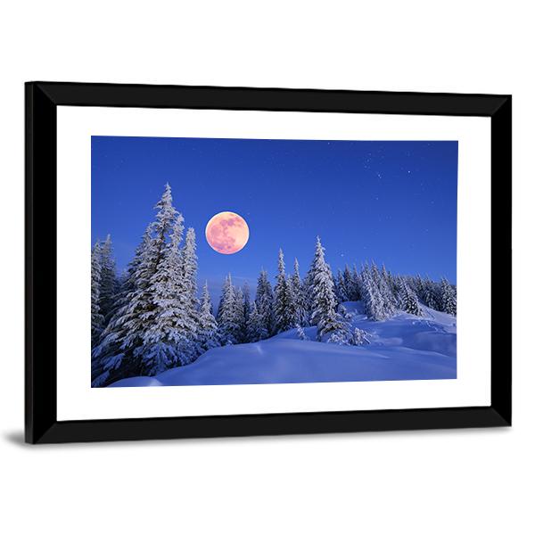 Winter Landscape In The Mountains Canvas Wall Art-5 Horizontal-Gallery Wrap-22" x 12"-Tiaracle