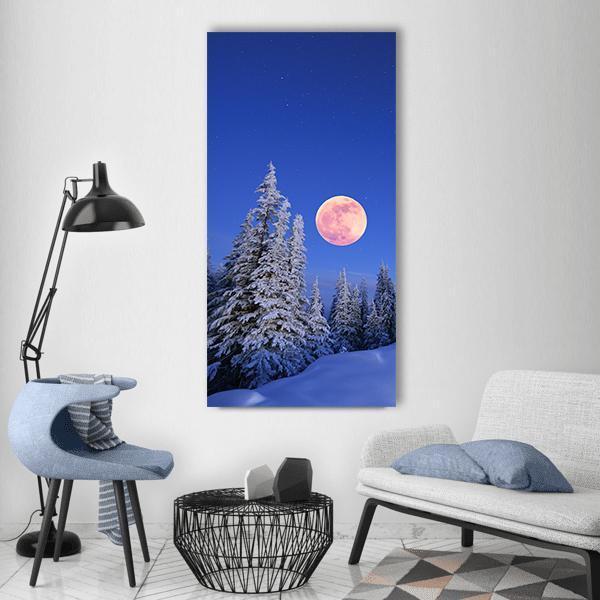 Winter Landscape In The Mountains Vertical Canvas Wall Art-1 Vertical-Gallery Wrap-12" x 24"-Tiaracle