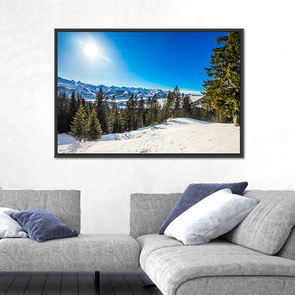 Winter Landscape Panorama Canvas Wall Art-3 Horizontal-Gallery Wrap-25" x 16"-Tiaracle