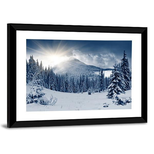 Winter Landscape With Snow Covered Trees Canvas Wall Art-3 Horizontal-Gallery Wrap-25" x 16"-Tiaracle