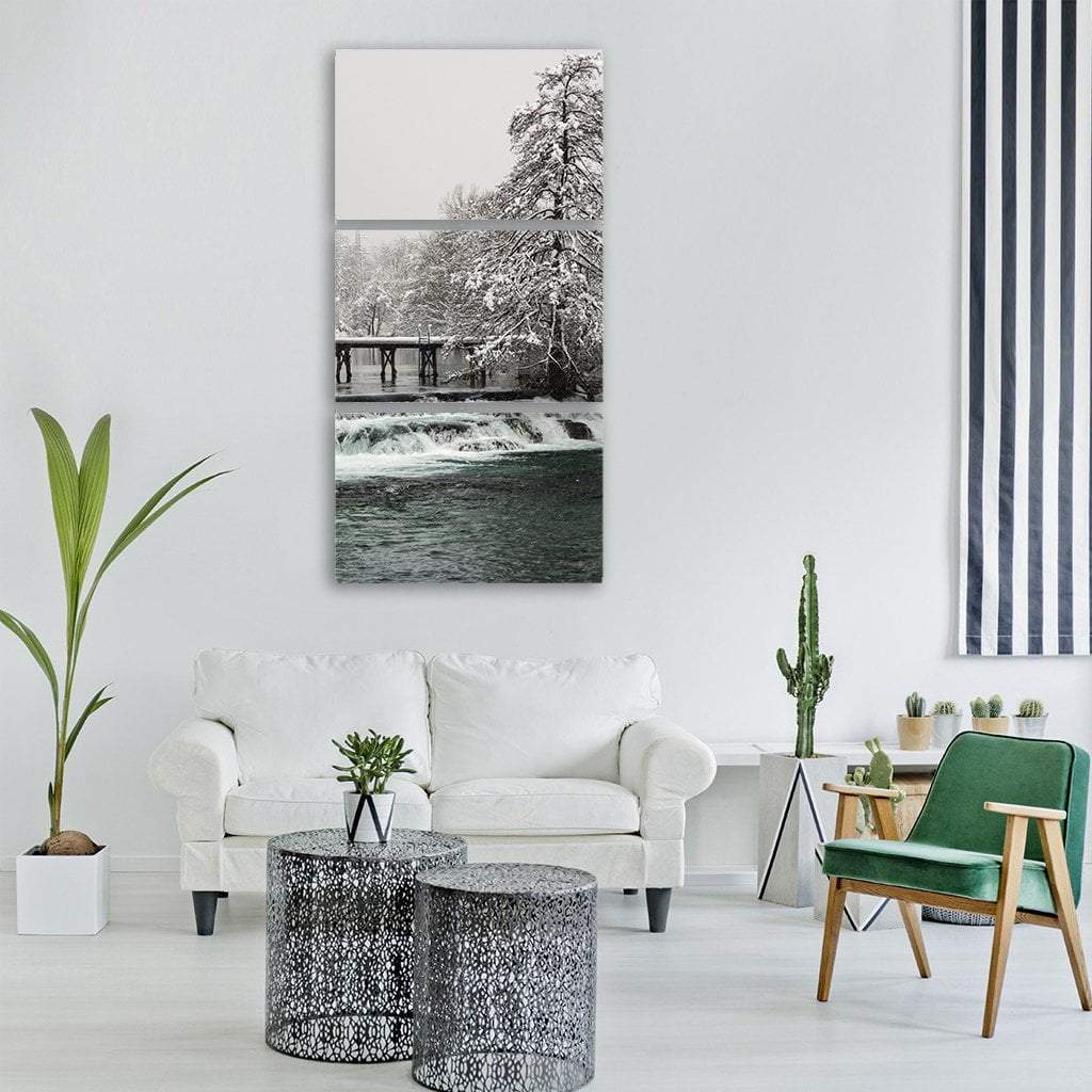 Winter River In Cold Vertical Canvas Wall Art-3 Vertical-Gallery Wrap-12" x 25"-Tiaracle
