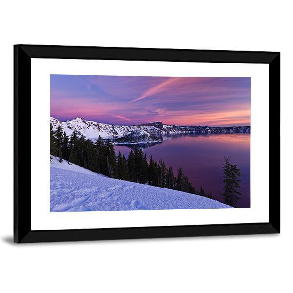 Winter Scene At Crater Lake National Park Canvas Wall Art-5 Horizontal-Gallery Wrap-22" x 12"-Tiaracle