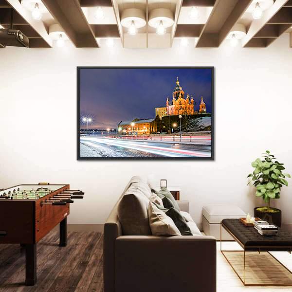 Winter View The Uspenski Orthodox Cathedral Canvas Wall Art-3 Horizontal-Gallery Wrap-25" x 16"-Tiaracle