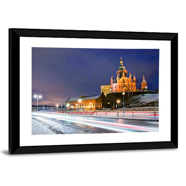 Winter View The Uspenski Orthodox Cathedral Canvas Wall Art-3 Horizontal-Gallery Wrap-25" x 16"-Tiaracle