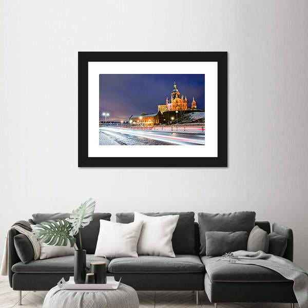 Winter View The Uspenski Orthodox Cathedral Canvas Wall Art-3 Horizontal-Gallery Wrap-25" x 16"-Tiaracle
