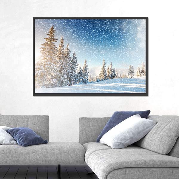 Wintry Scene In Carpathian Canvas Wall Art-3 Horizontal-Gallery Wrap-25" x 16"-Tiaracle