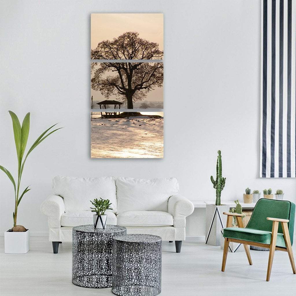 Wintry Snow Cold Weather Vertical Canvas Wall Art-3 Vertical-Gallery Wrap-12" x 25"-Tiaracle