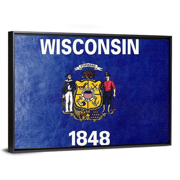 Wisconsin State Flag Canvas Wall Art-3 Horizontal-Gallery Wrap-25" x 16"-Tiaracle