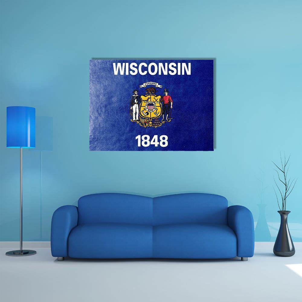 Wisconsin State Flag Canvas Wall Art-1 Piece-Gallery Wrap-36" x 24"-Tiaracle