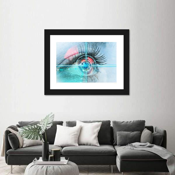Woman Eye Scan Interface Canvas Wall Art-3 Horizontal-Gallery Wrap-25" x 16"-Tiaracle