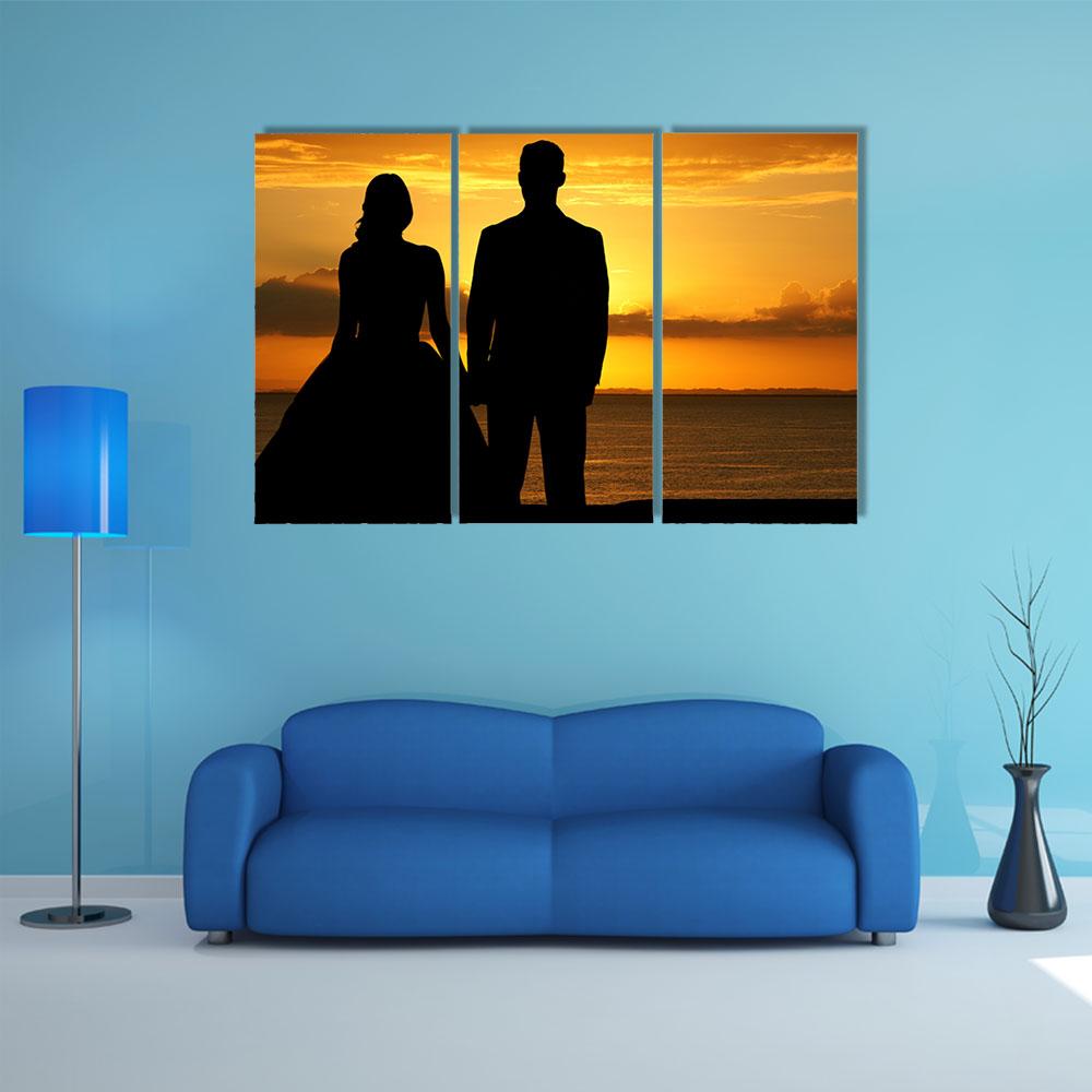 Woman In A Beautiful Wedding Dress With Groom Canvas Wall Art-3 Horizontal-Gallery Wrap-25" x 16"-Tiaracle
