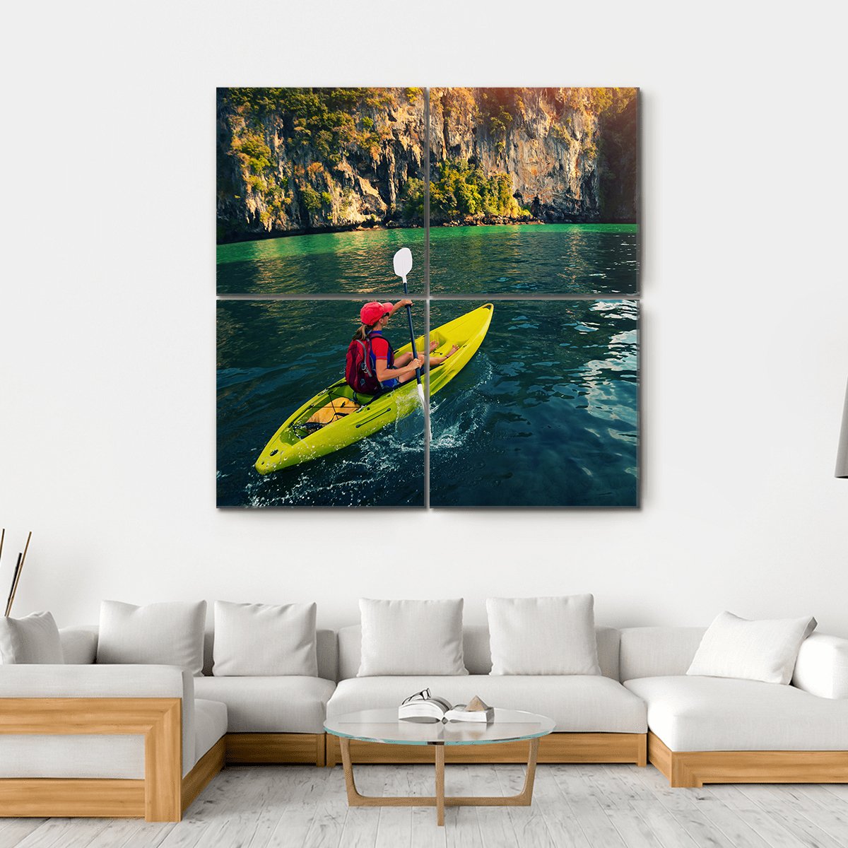 Woman With The Kayak Canvas Wall Art-4 Square-Gallery Wrap-17" x 17"-Tiaracle