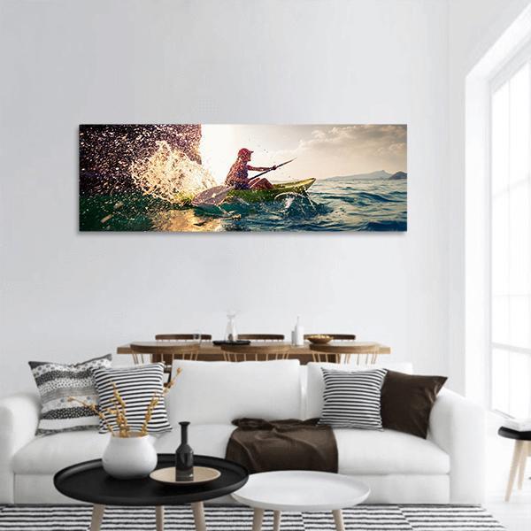 Woman With The Kayak Panoramic Canvas Wall Art-1 Piece-36" x 12"-Tiaracle
