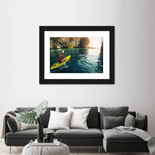 Woman With The Kayak Panoramic Canvas Wall Art-1 Piece-36" x 12"-Tiaracle