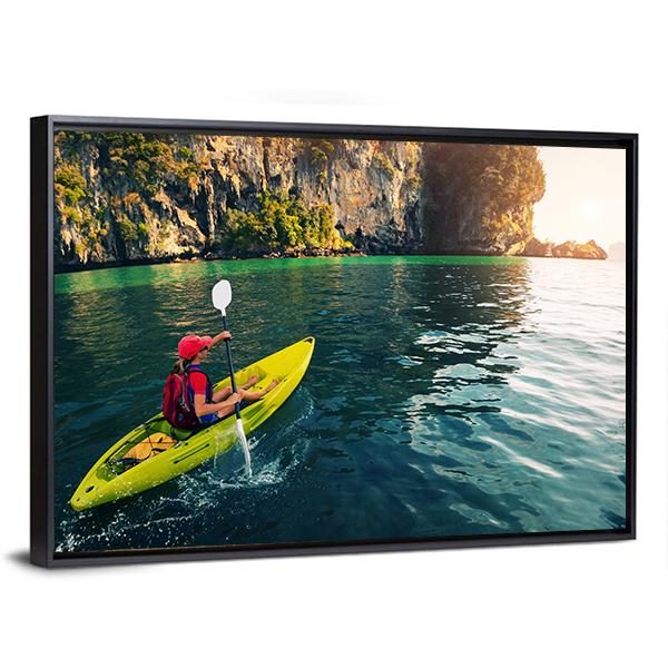 Woman With The Kayak Panoramic Canvas Wall Art-1 Piece-36" x 12"-Tiaracle