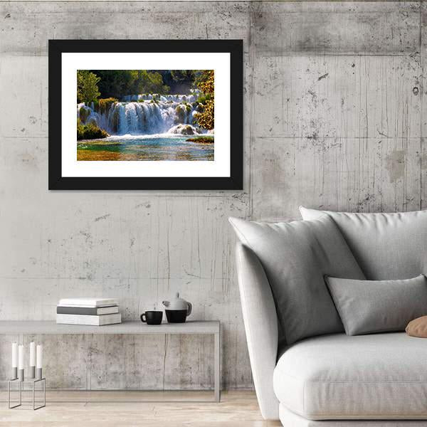 Wonderful Waterfalls In Krka National Park Canvas Wall Art-5 Horizontal-Gallery Wrap-22" x 12"-Tiaracle