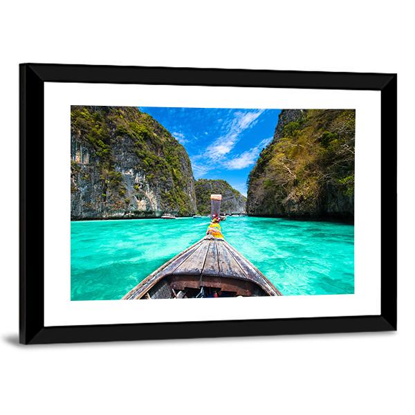 Wooden Boat on Koh Phi Phi Island Canvas Wall Art-3 Horizontal-Gallery Wrap-25" x 16"-Tiaracle