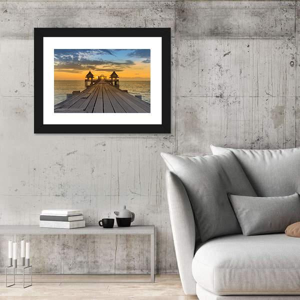 Wooden Path Leading To Seacoast Skyline Panoramic Canvas Wall Art-1 Piece-36" x 12"-Tiaracle