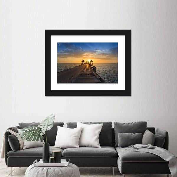 Wooden Path Walking Way Leading To Ocean Panoramic Canvas Wall Art-1 Piece-36" x 12"-Tiaracle