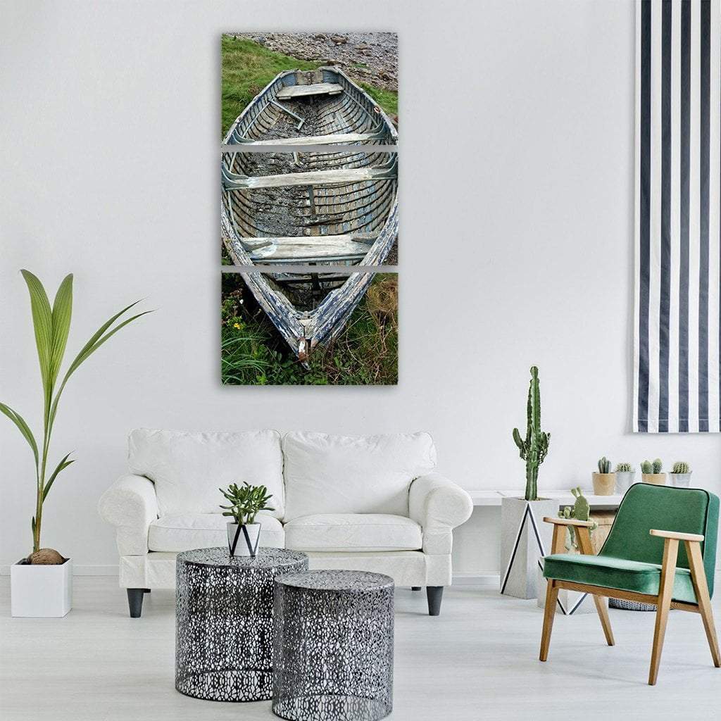 Wooden Row Boat Vertical Canvas Wall Art-3 Vertical-Gallery Wrap-12" x 25"-Tiaracle