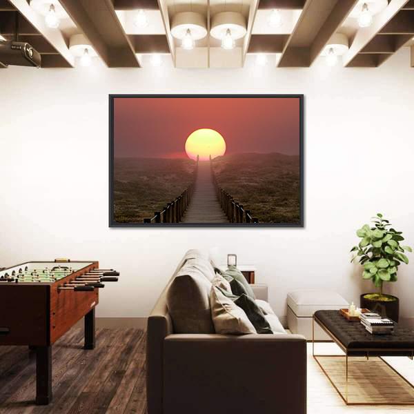Wooden Walkway Near Sea Side Panoramic Canvas Wall Art-1 Piece-36" x 12"-Tiaracle