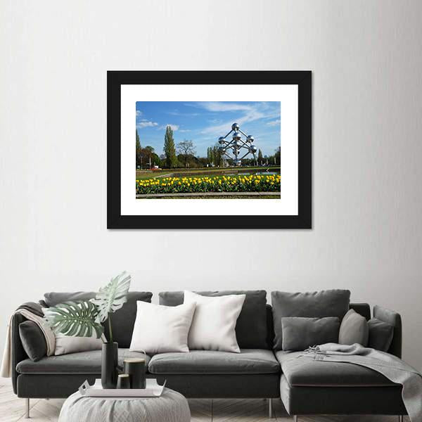 World Expo Atomium In Brussels Canvas Wall Art-5 Horizontal-Gallery Wrap-22" x 12"-Tiaracle