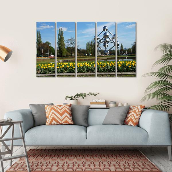World Expo Atomium In Brussels Canvas Wall Art-5 Horizontal-Gallery Wrap-22" x 12"-Tiaracle