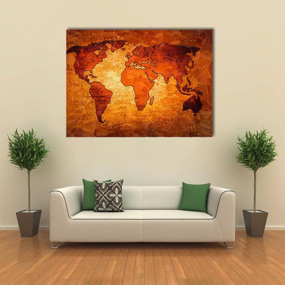 World Map Art Canvas Wall Art-1 Piece-Gallery Wrap-36" x 24"-Tiaracle