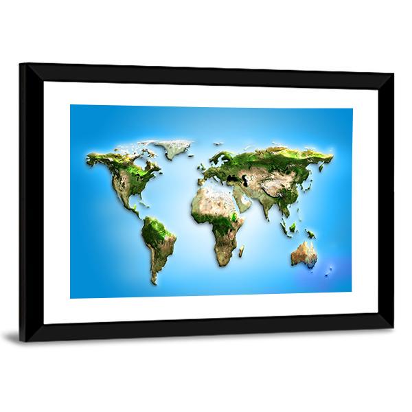 World Map Illustration Canvas Wall Art-3 Horizontal-Gallery Wrap-25" x 16"-Tiaracle