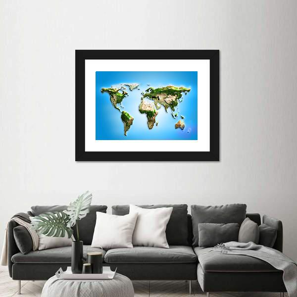World Map Illustration Canvas Wall Art-5 Horizontal-Gallery Wrap-22" x 12"-Tiaracle