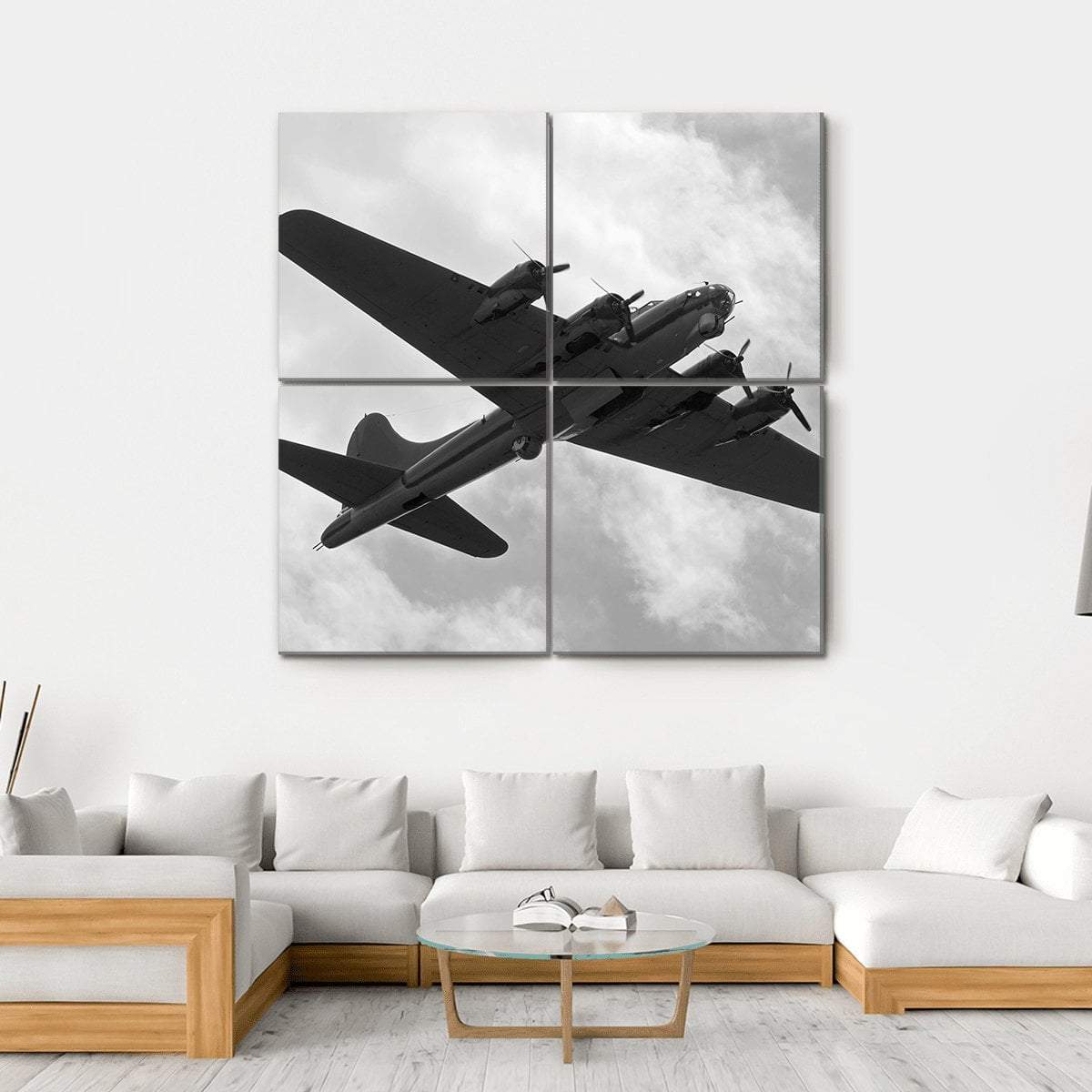World War II Era Heavy Bomber On A Mission Canvas Wall Art-4 Square-Gallery Wrap-17" x 17"-Tiaracle