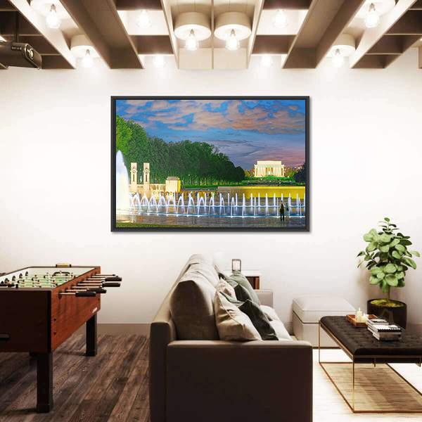 World War II Memorial In Washington Panoramic Canvas Wall Art-1 Piece-36" x 12"-Tiaracle