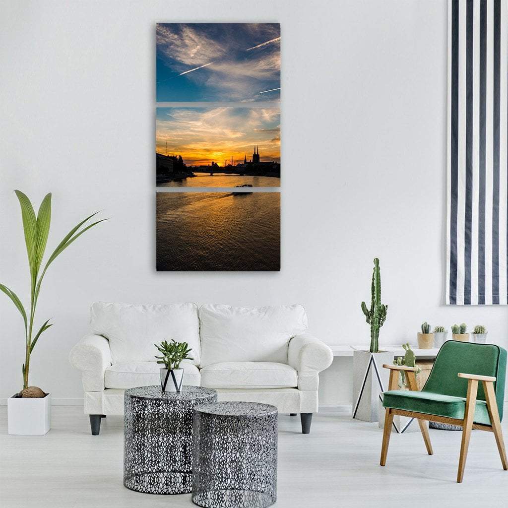 Wrocław City River In Poland Vertical Canvas Wall Art-3 Vertical-Gallery Wrap-12" x 25"-Tiaracle
