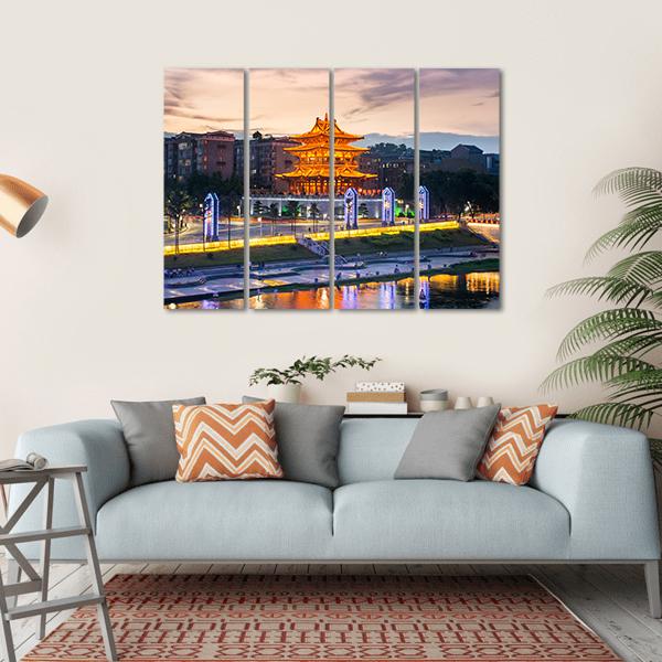 Xiaoyao Tower In Guilin China Canvas Wall Art-4 Horizontal-Gallery Wrap-34" x 24"-Tiaracle
