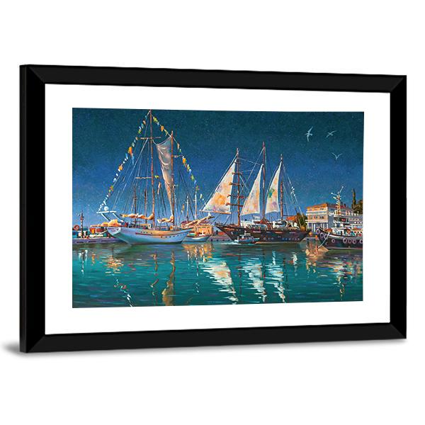 Yachts in Sochi Canvas Wall Art-3 Horizontal-Gallery Wrap-25" x 16"-Tiaracle