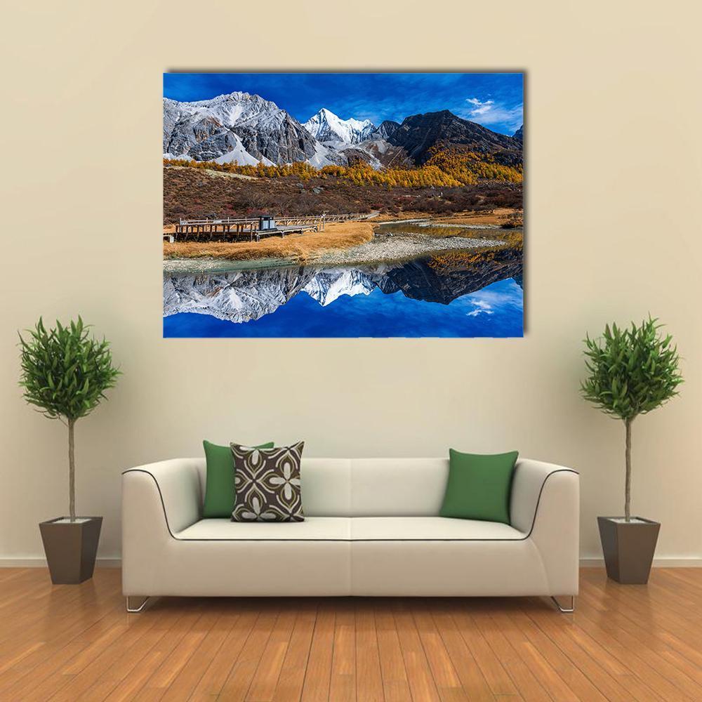 Yading National Reserve In Daocheng County Canvas Wall Art-1 Piece-Gallery Wrap-48" x 32"-Tiaracle