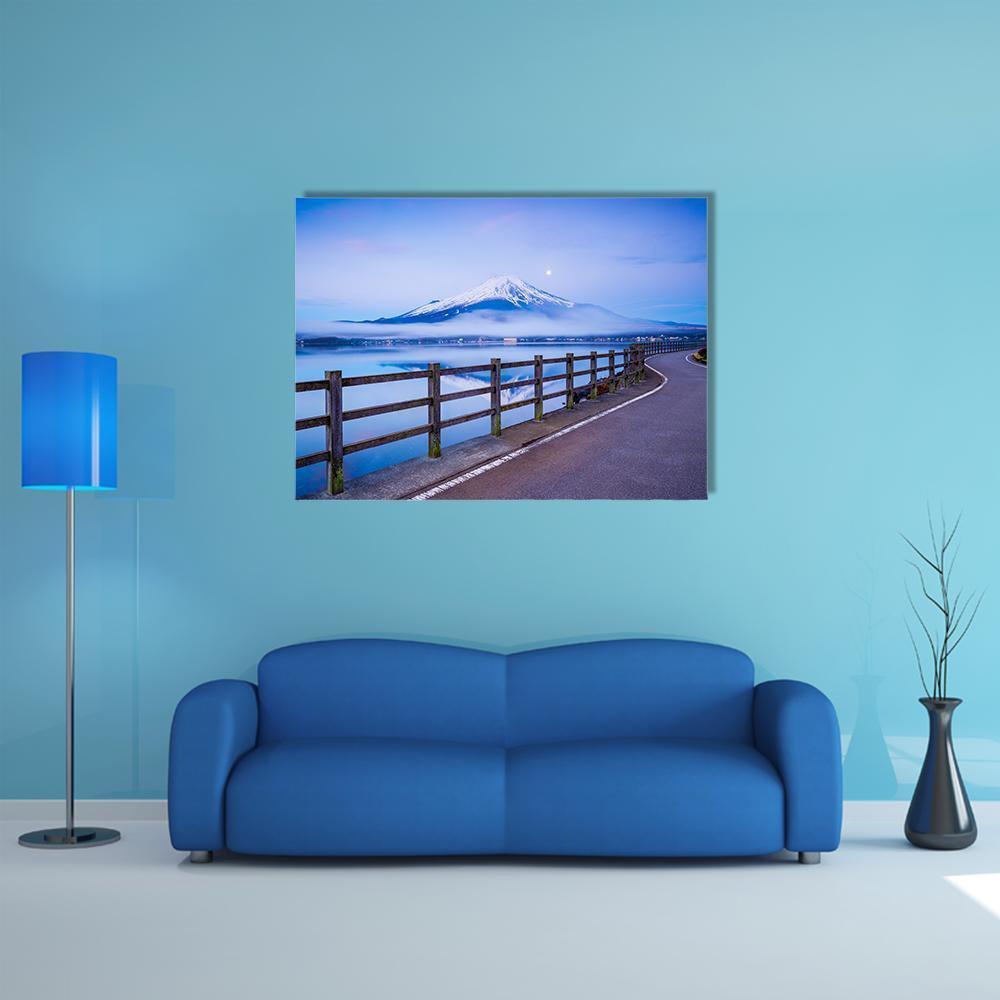 Yamanaka Lake In Japan Canvas Wall Art-1 Piece-Gallery Wrap-48" x 32"-Tiaracle