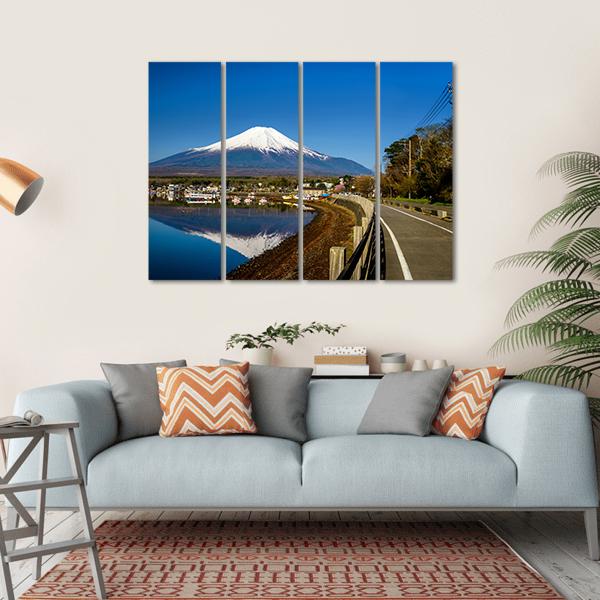 Yamanaka Lake With Mount Fujisan Canvas Wall Art-4 Horizontal-Gallery Wrap-34" x 24"-Tiaracle
