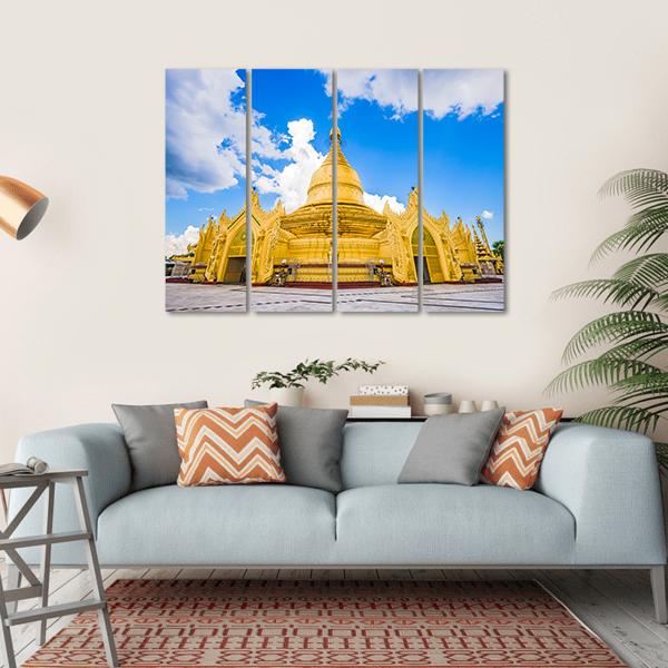 Yangon In Myanmar At Maha Wizaya Pagoda Canvas Wall Art-4 Horizontal-Gallery Wrap-34" x 24"-Tiaracle