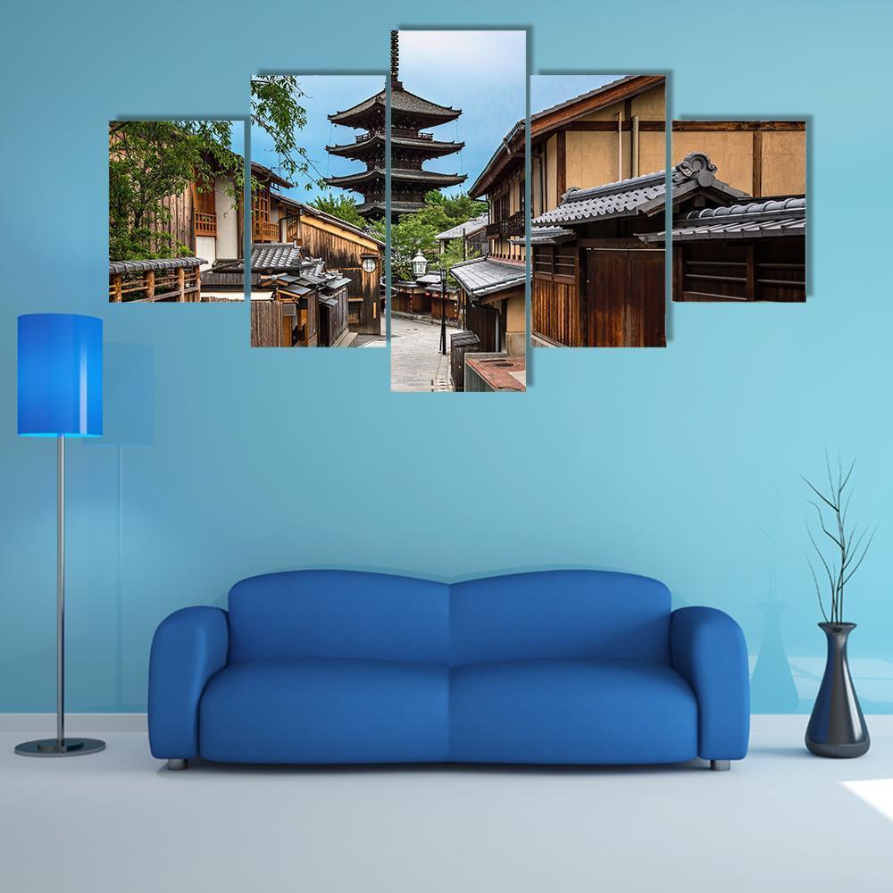 Yasaka Pagoda And Sannen Zaka Street Canvas Wall Art-5 Star-Gallery Wrap-62" x 32"-Tiaracle