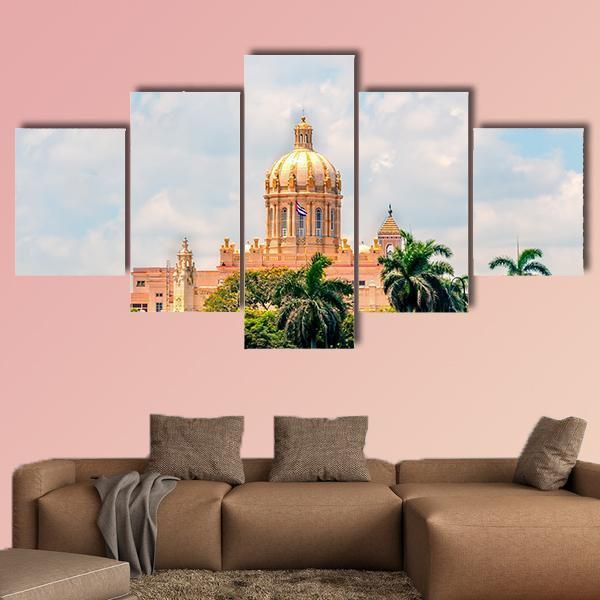 Ancient Building In Cuba Canvas Wall Art-5 Star-Gallery Wrap-62" x 32"-Tiaracle