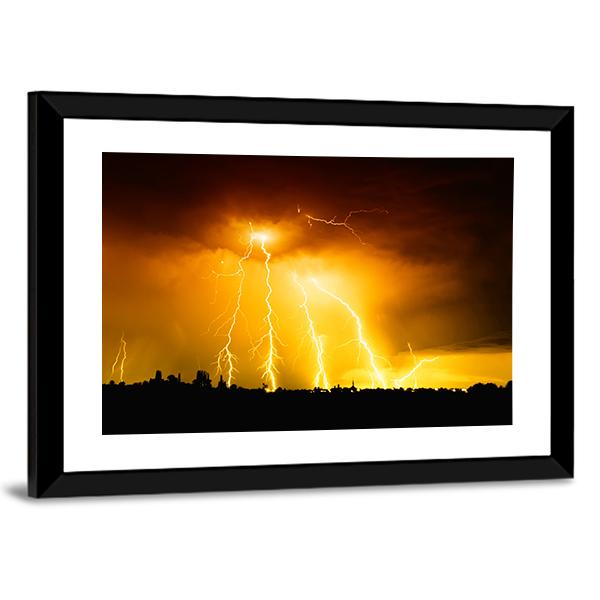 Yellow Light Thunderbolts Canvas Wall Art-5 Horizontal-Gallery Wrap-22" x 12"-Tiaracle