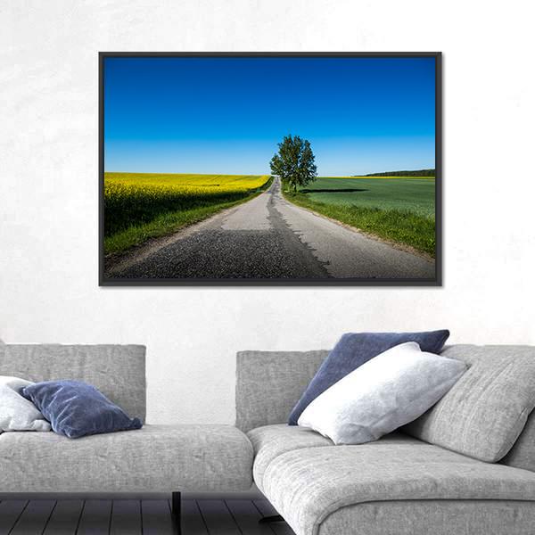 Yellow Rapeseed Field Canvas Wall Art-5 Horizontal-Gallery Wrap-22" x 12"-Tiaracle